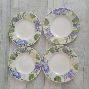 Set Of 4 Gibson Everyday Hydrangea Salad Plates 6" Floral Design Ceramic Dishwar